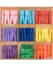 Kreativni set Grafix Craft Sensations - drvene mini štipaljke, žute, plave, 54 kom