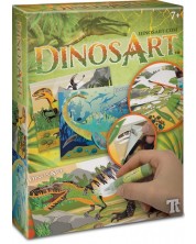 Kreativni set DinosArt - Umjetnost od pijeska i folije, dinosauri -1