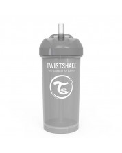 Dječja šalica sa slamkom Twistshake Straw Cup - Siva, 360 ml