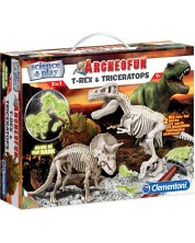 Set Clementoni Science & Play - Svjetleći kosturi T-Rexa i Triceratopsa