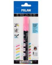 Marker za staklo kosi Milan Fluoglass - Ružičasta boja, izbrisiv, 2+4 mm