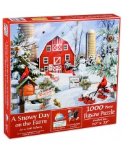 Slagalica SunsOut od 1000 dijelova - Snježni dan na farmi, Lori Schory   -1