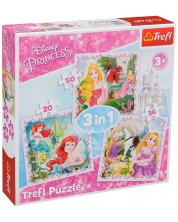 Puzzle Trefl 3 u 1 - Rapunzel, Aurora i Ariel