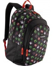 Školski ruksak Graffiti Minecraft - Black, s 3 pretinca