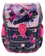 Ergonomski školski ruksak Kaos - Pink Love, s poklopcem -1