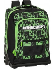 Školski ruksak s kotačima Panini Minecraft - Premium Pixels Green, 1 pretinac -1