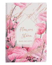 Školska bilježnica Black&White Flowers Storm - А4, 2 teme, 80 listova