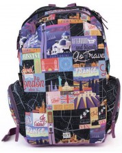 Školski ruksak Lizzy Card Go Travel Black Map - Teen + 