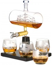 Set za viski Oak & Steel - Brod, dekanter za 4 šalice