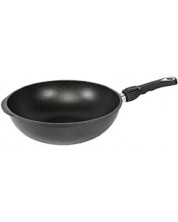 Wok tava АМТ - 30 cm, crna, indukcijska ploča, mobilna ručka