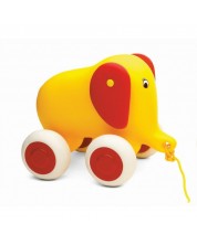 Slon za povlačenje Viking Toys, 25 cm, žuti, s poklon kutijom -1