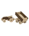 Drvena igračka Goki Nature – Traktor s prikolicom - 2t