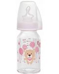 Dječja staklena bočica NIP - Flow S, 0-6 m, 125 ml, girl  - 1t