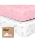 Plahte za dječji krevetić KeaBabies - 2 komada, organski pamuk, 60 х 120 cm, ružičasto/bijele Abc - 1t
