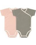 Bodi za bebe Lassig - 50-56 cm, 0-2 mjeseca, rozo-zeleni, 2 komada - 1t