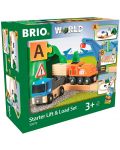 Igralni set od drveta Brio World – Teretni vlak s tračnicama i kamionom - 5t