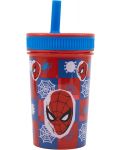 Čaša sa slamkom Stor Spider-Man - Arachnid Grid, 465 ml - 1t