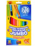 Trokutaste olovke u boji Astra - Jumbo, 12 boja, sa šiljilom - 1t