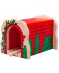 Drvena igračka Bigjigs - Tunel od crvene cigle s tračnicom - 1t