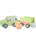 Drveni set za igru Orange Tree Toys - Poljoprivredna kola s konjem - 1t