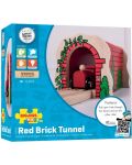 Drvena igračka Bigjigs - Tunel od crvene cigle s tračnicom - 6t