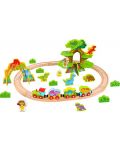 Drvena igračka Tooky toy - Jurski park s vlakom i dinosaurima - 2t