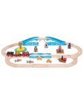 Drveni igralni set Bigjigs Rail – Piratski vlak i tračnice - 1t