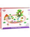 Drvena igračka Tooky toy - Jurski park s vlakom i dinosaurima - 1t