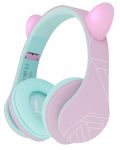 Dječje slušalice PowerLocus - P2,  Ears, bežične, ružičasto/zelene - 1t