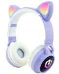 Dječje slušalice PowerLocus - Buddy Ears, bežične, ljubičasto/bijele - 1t
