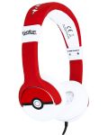 Dječje slušalice OTL Technologies - Pokemon Pokeball, crvene - 1t