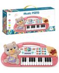 Dječji klavir Ocie – S medvjedićem i 24 tipke, ružičasti - 2t