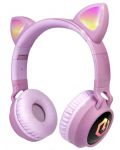 Dječje slušalice PowerLocus - Buddy Ears, bežične, ružičaste - 1t