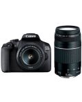 DSLR fotoaparat Canon - EOS 2000D, EF-S18-55mm, EF 75-300mm, crni - 1t