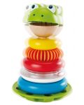Drvena igračka za uređenje Nare – Žaba s ringovima i zvečkom - 2t
