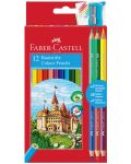 Set olovaka u boji Faber-Castell - Dvorac, 12+6 boja + šiljilo - 1t