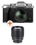 Fotoaparat Fujifilm - X-T5, 18-55mm, Silver + Objektiv Viltrox - AF 85mm, F1.8, II XF, FUJIFILM X - 1t