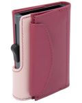 Držač kartice C-Secure - novčanik i pretinac za kovanice, XL, ružičasti i ljubičasti - 2t