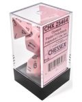 Set kockica Chessex Opaque Pastel - Pink/black Polyhedral, 7 komada - 1t