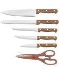 Set noževa s drvenim stalkom Elekom - ЕК-07 BR, 7 dijelova, smeđi - 2t