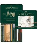 Set olovki Faber-Castell Pitt Monochrome - 21 komad, u metalnoj kutiji - 2t