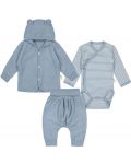 Set Bio Baby - Dukserica, hlače i bodi, 56 cm, 1-2 mjeseca, plavi - 1t