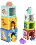 Kula od kartonskih kocki s figurama Tooky Toy - Dinosauri - 1t