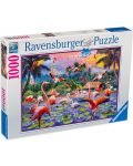 Slagalica Ravensburger od 1000 dijelova - Pink flamingos - 1t