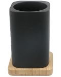 Držač četkica za zube Inter Ceramic - Нинел, 8.5 x 12.2 cm, crni-bambus - 1t