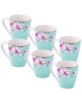 Porculanski servis za tople napitke Morello - Tiffany Blue Magnolia, 6 čaša, 360 ml - 1t