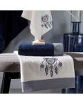 Obiteljski set ogrtača i ručnika TAC - Dream, 6 dijelova, 100% pamuk, bijelo/tamno plavo - 2t