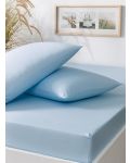 Set plahte s gumicom i jastučnice TAC - 100% pamuk P, za 100 x 200 cm, plava - 3t