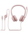 Slušalice s mikrofonom Logitech - H390, ružičaste - 5t
