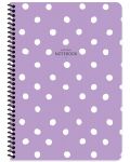 Školska bilježnica sa spiralom Keskin Color Polka Dot - A4, 80 listova, široki redovi, asortiman - 2t